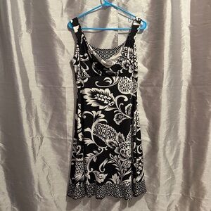 Elegant Black and White Midi Dress